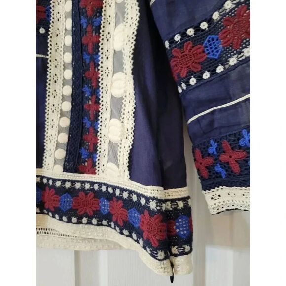 Sea NY Ila lace 3/4 sleeve top | blue multi sz 0 $365 - Picture 3 of 10